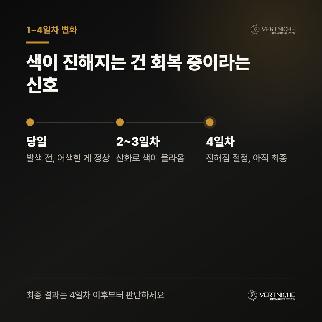 1~4일차 색 진해짐 회복 단계 흐름 설명